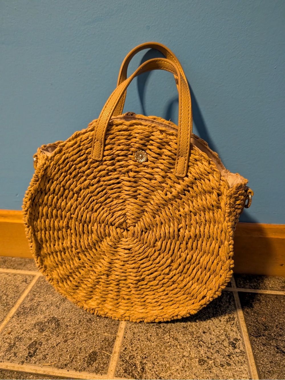LC Lauren Conrad Woven Round Tote in Mustard